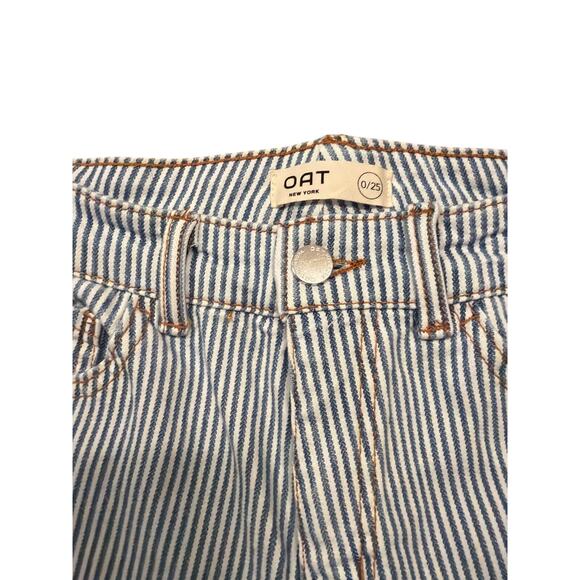 OAT NEW YORK Pinstriped Pants Blue White Spring Jeans size 25 0 Straight Skinny - Picture 2 of 8